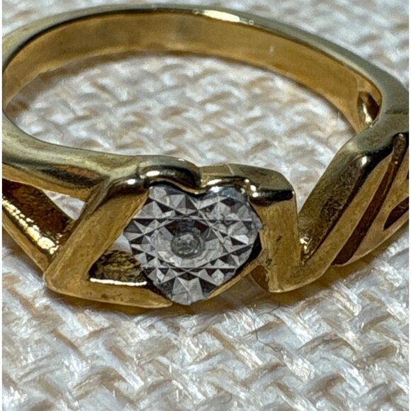 Love Gold Plated Ring With Heart Shaped Crystal Accent Size 6 - Picture 5 of 6